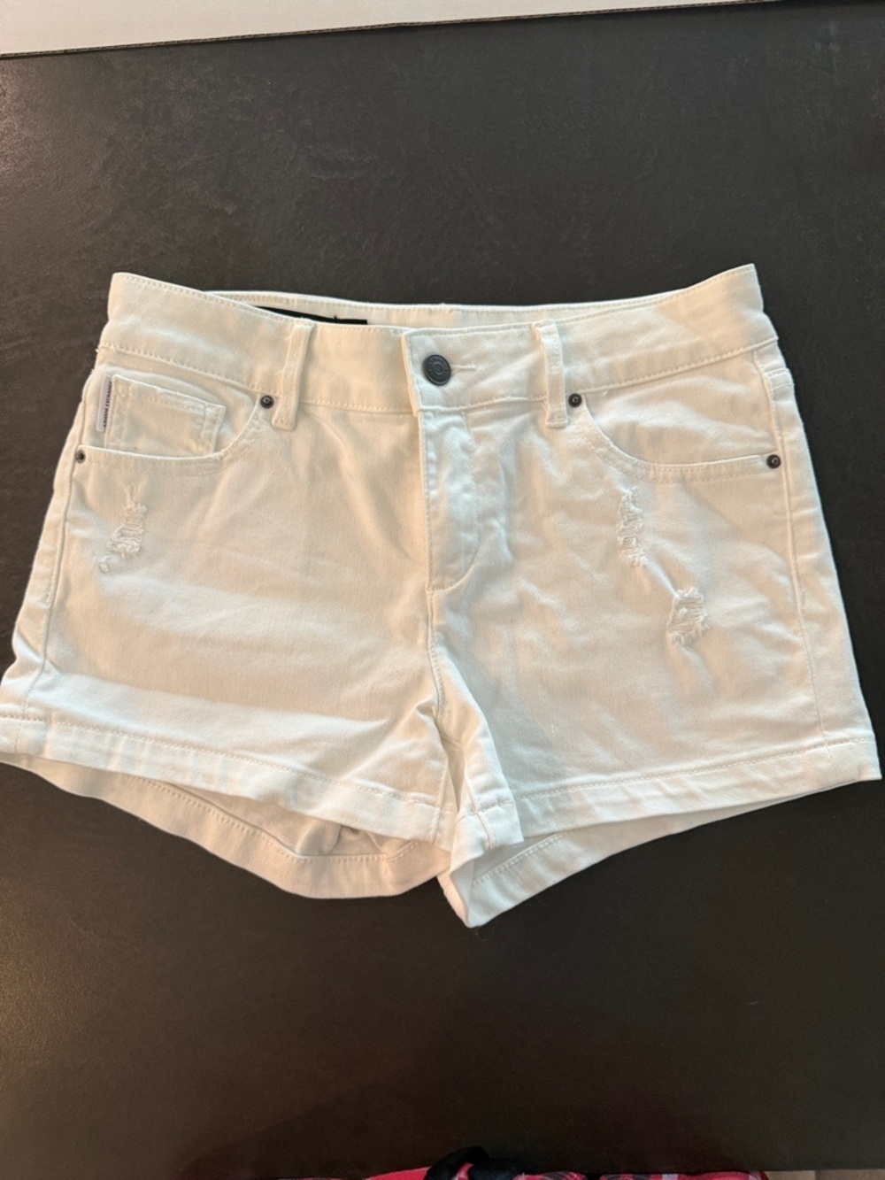 Armani Exchange White Denim Jean Shorts - Casual Distressed Look